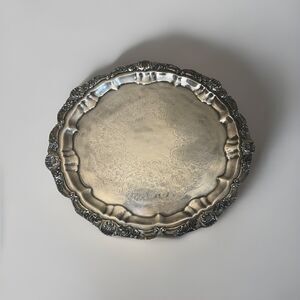 VINTAGE EPCA ENGLISH SILVERPLATE BY POOLE OLD SERVING TRAY, 14"DIAMETER
